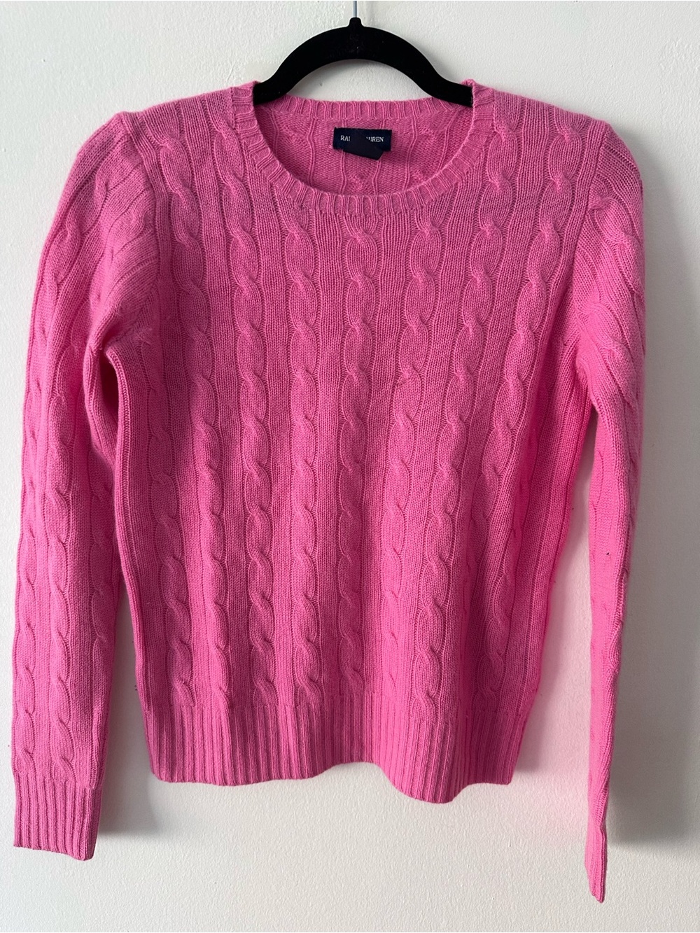 Polo Ralph Lauren’s pink cable knit cashmere sweater kids size 16 EUC